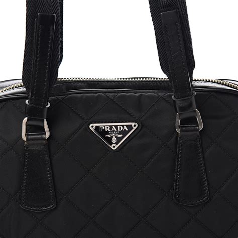 PRADA Nylon Tessuto Impuntu Quilted Shoulder Bag Black 